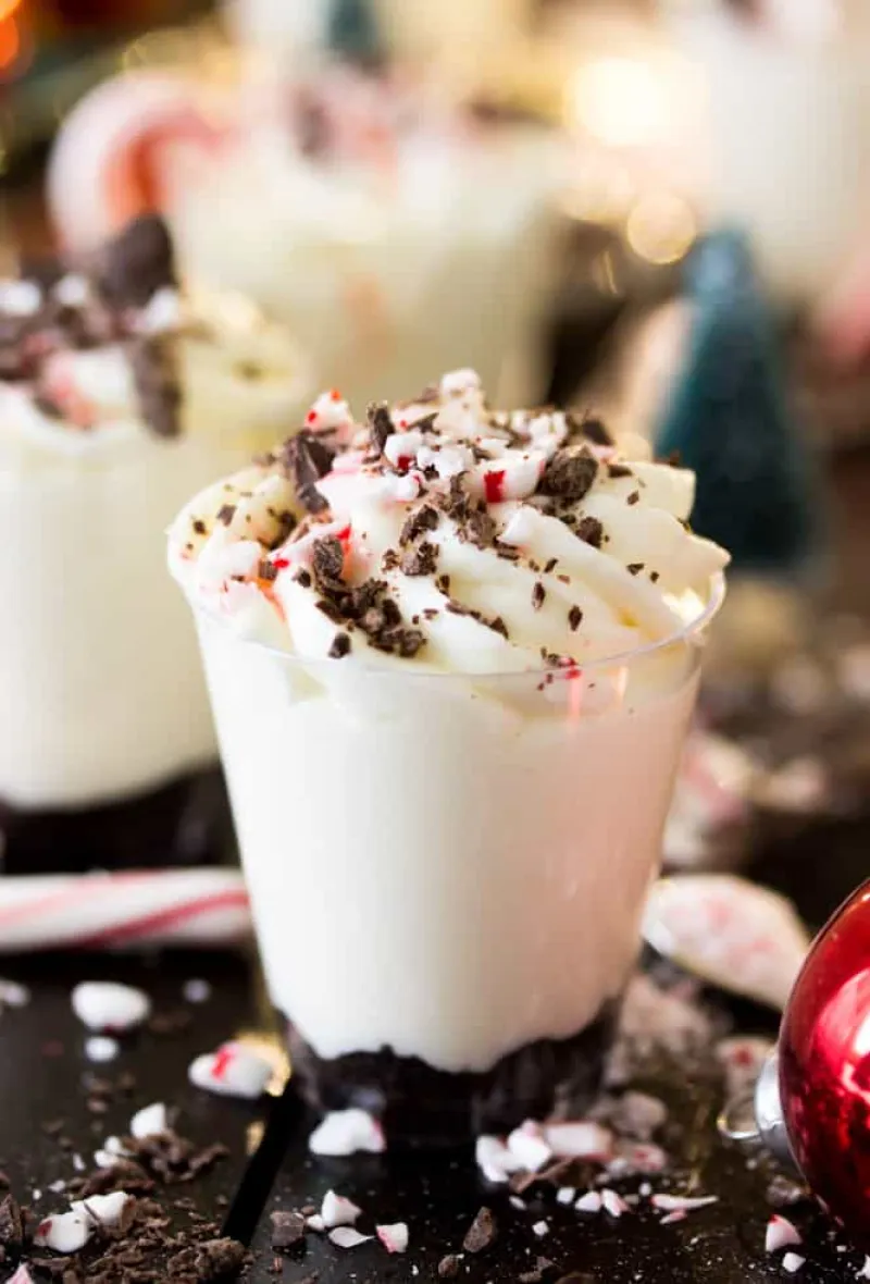 Peppermint Bark Dessert Shooters