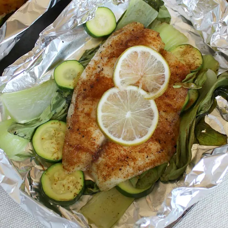 Tilapia Bok Choy Foil Packets
