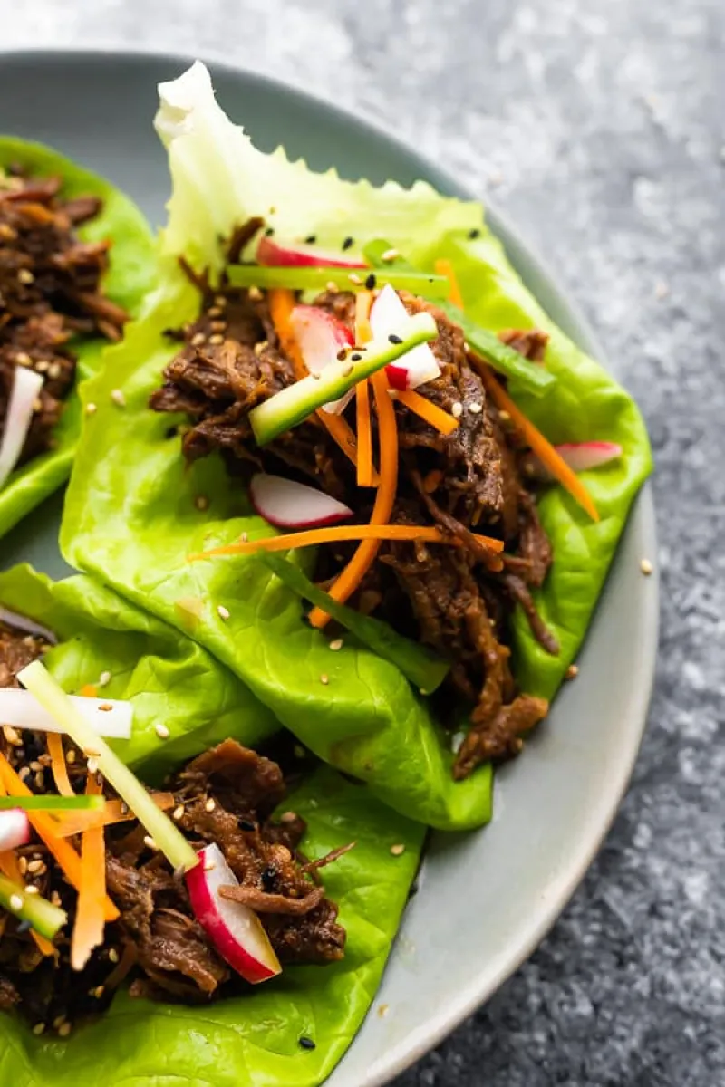 Slow Cooker Korean Beef Lettuce Wraps