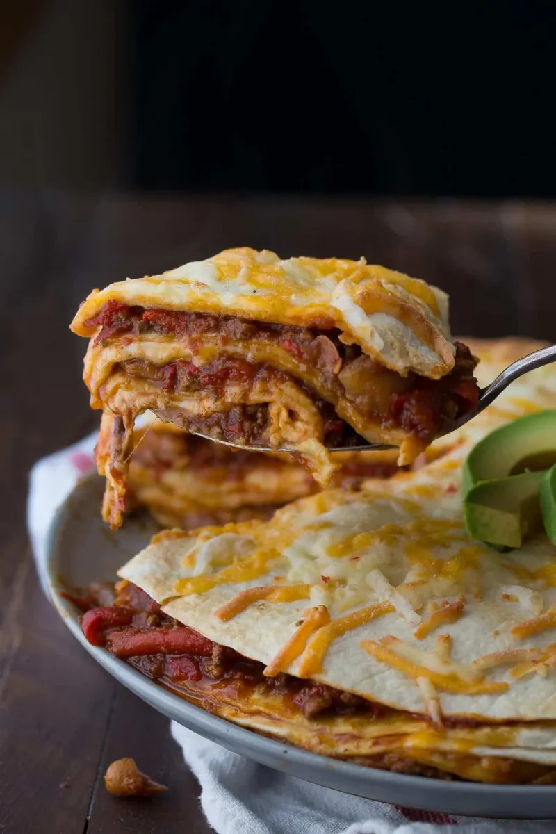 Leftover Chili Tortilla Stack