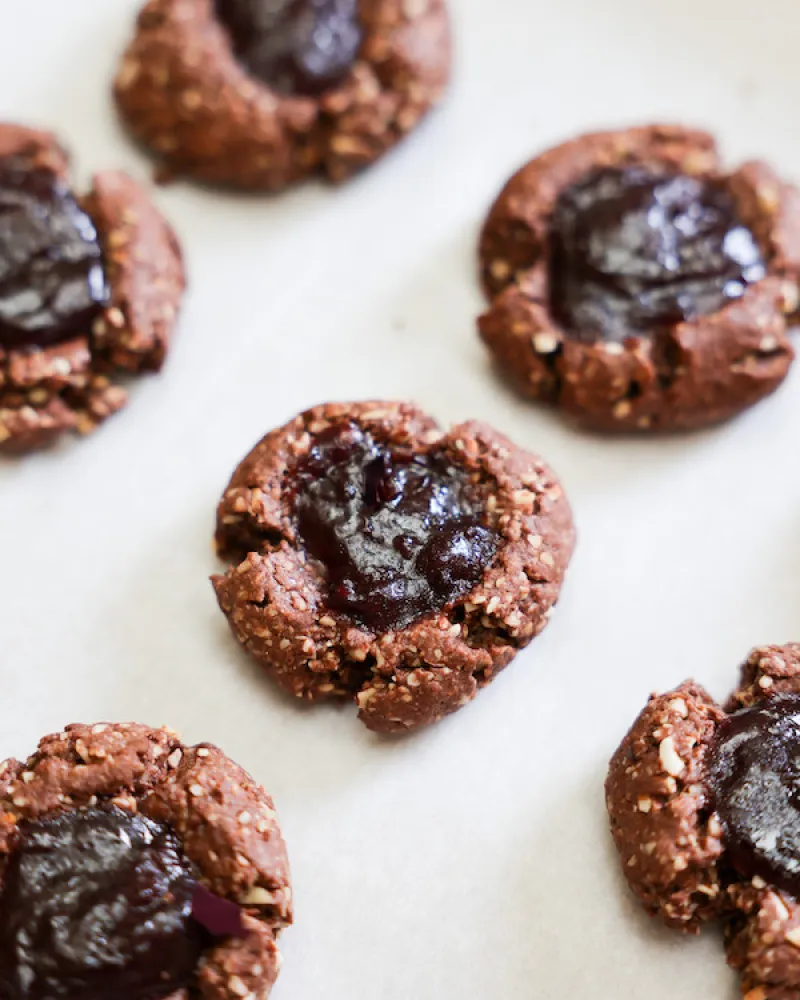Chocolate Cherry Thumbprint Cookies