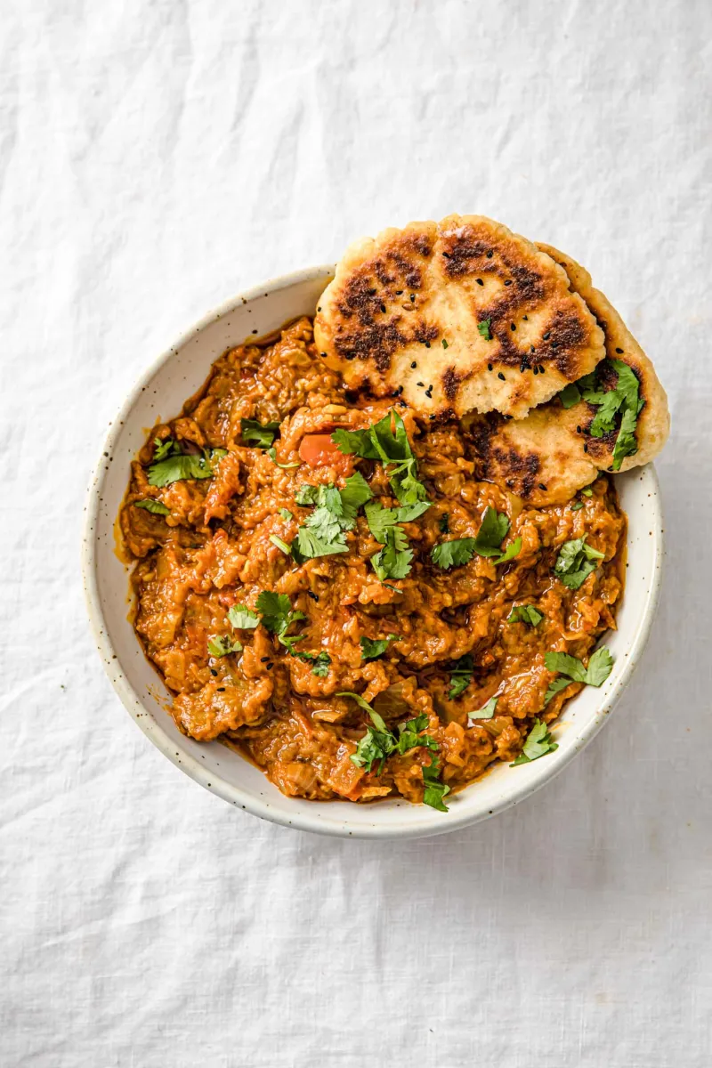 Easy Baingan Bharta (Oven Roasted/Broiled Eggplant Curry)