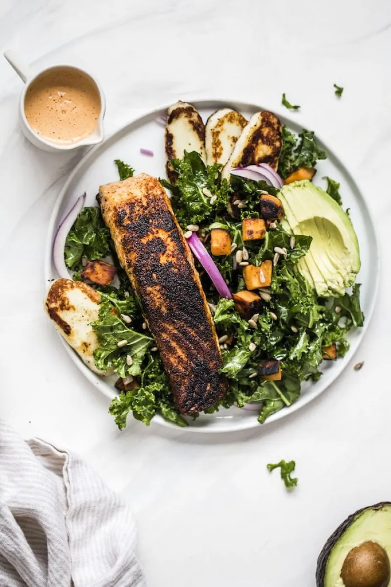 Spicy Chipotle Salmon Kale Salad