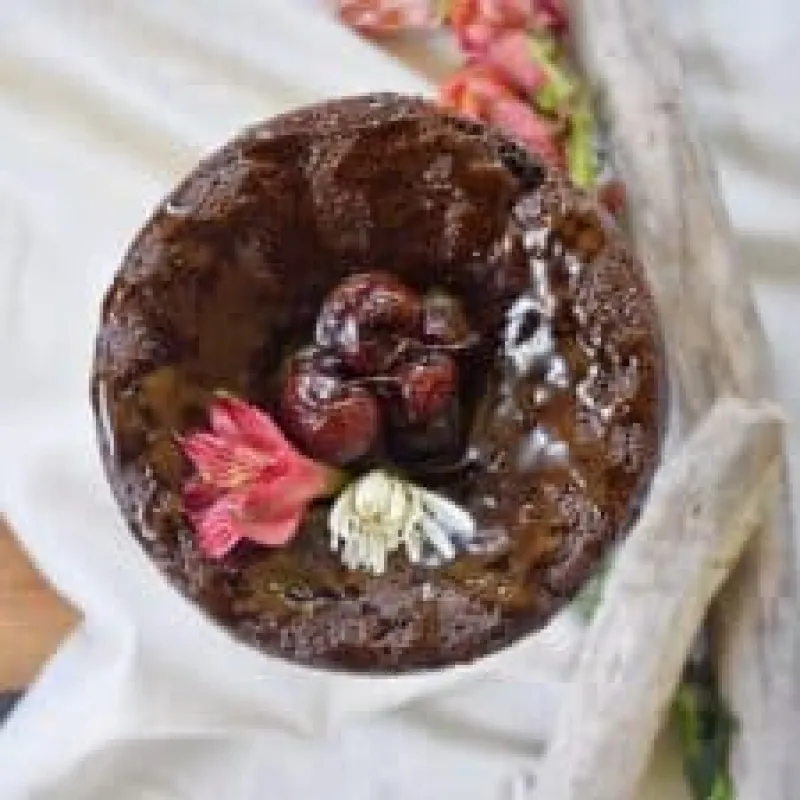 Decadent Paleo Chocolate Cake with Caramel Sauce 