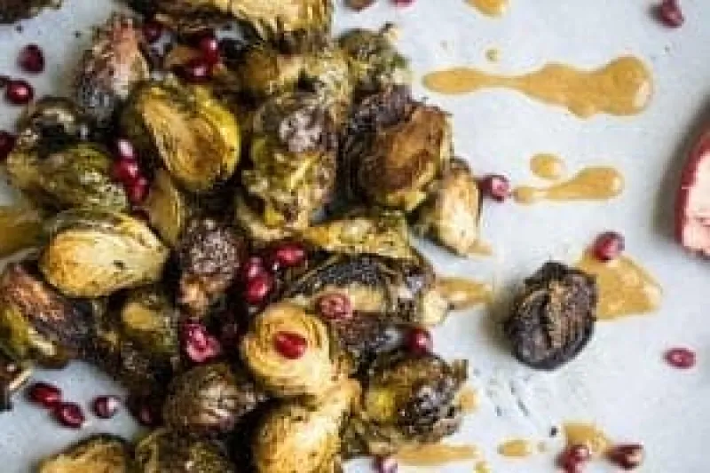 Dijon Pomegranate Roasted Brussel Sprouts