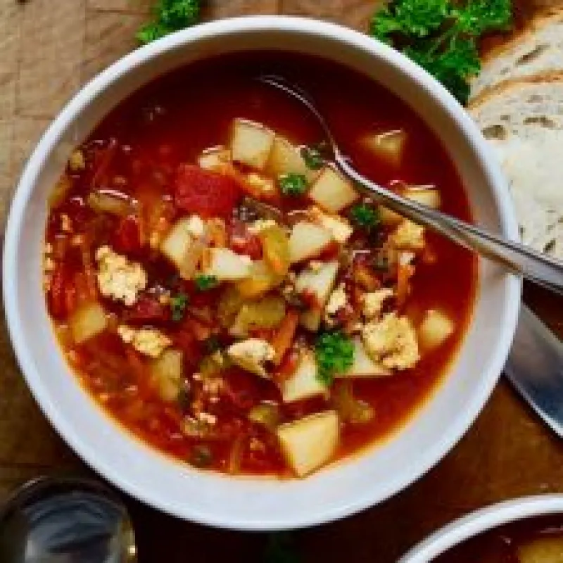 Vegan Hamburger Soup - Hearty & Delicious!