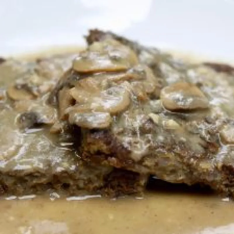 Vegetarian Salsbury Steak with Mushroom Gravy (Vegan) (Meatball version)