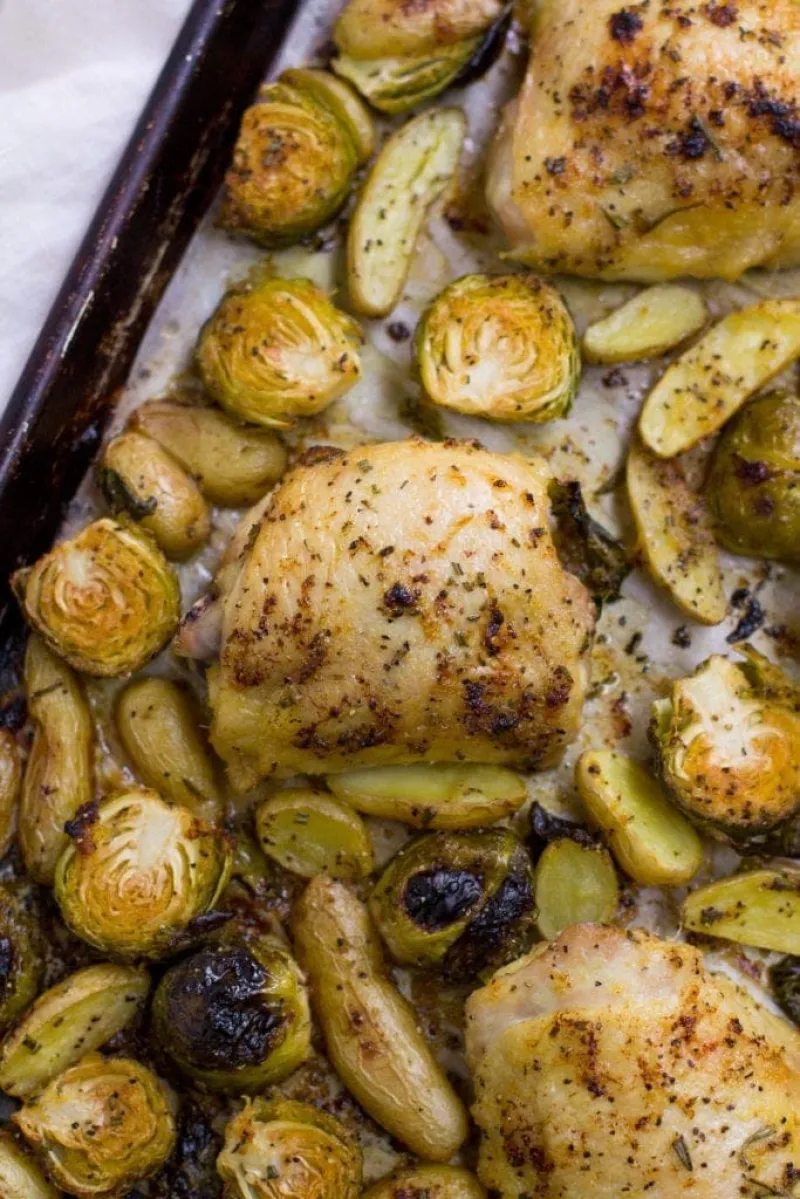 Lemon Rosemary Chicken Thigh Sheet Pan Dinner