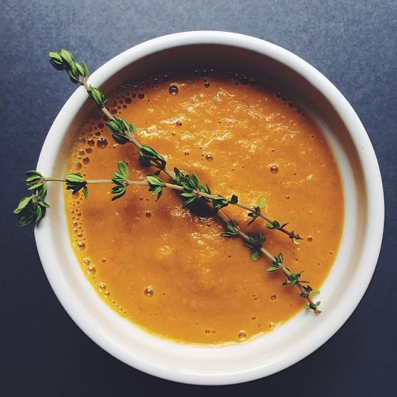 Roasted Red Pepper, Carrot & Squash Soup With Thyme