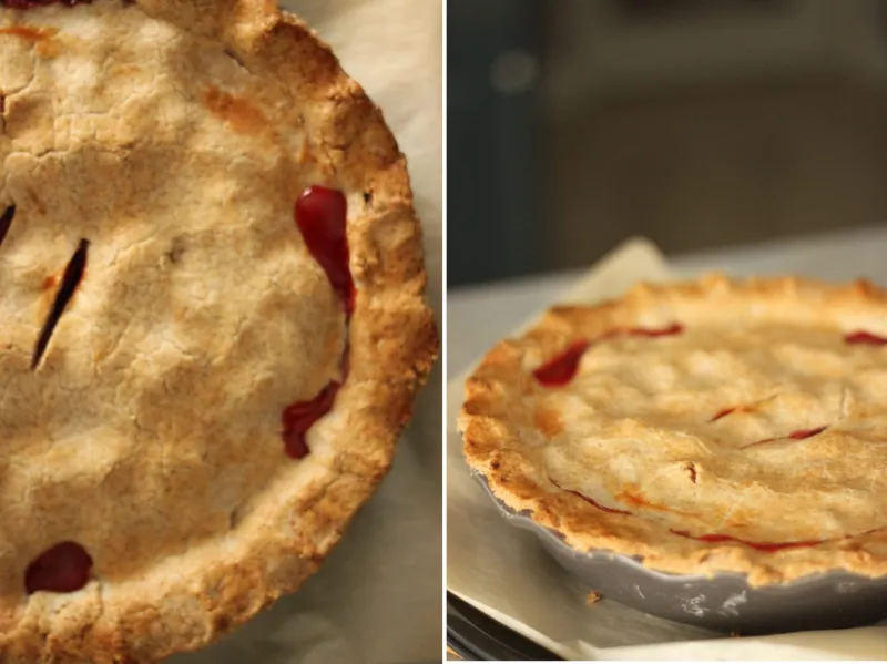 Vegan Rhubarb & Strawberry Pie with Spelt Crust