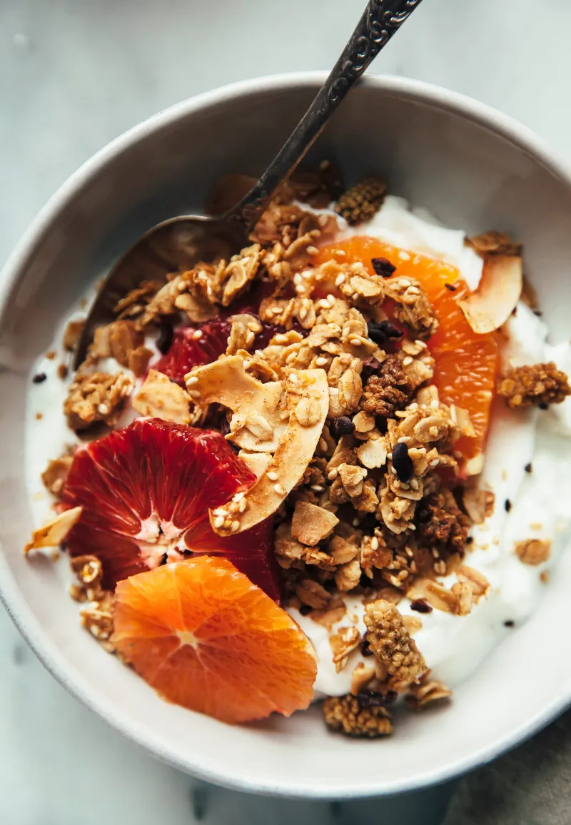 Tahini Granola with Orange, Cacao & Mulberries