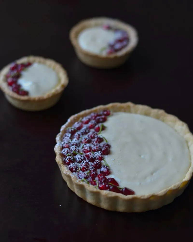 Easy Eggless lemon pomegranate tart