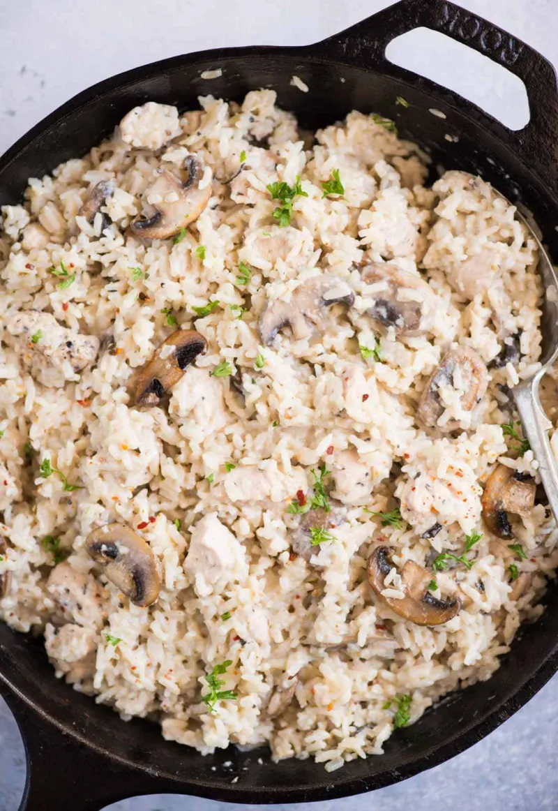 Creamy Parmesan Mushroom Chicken and Rice