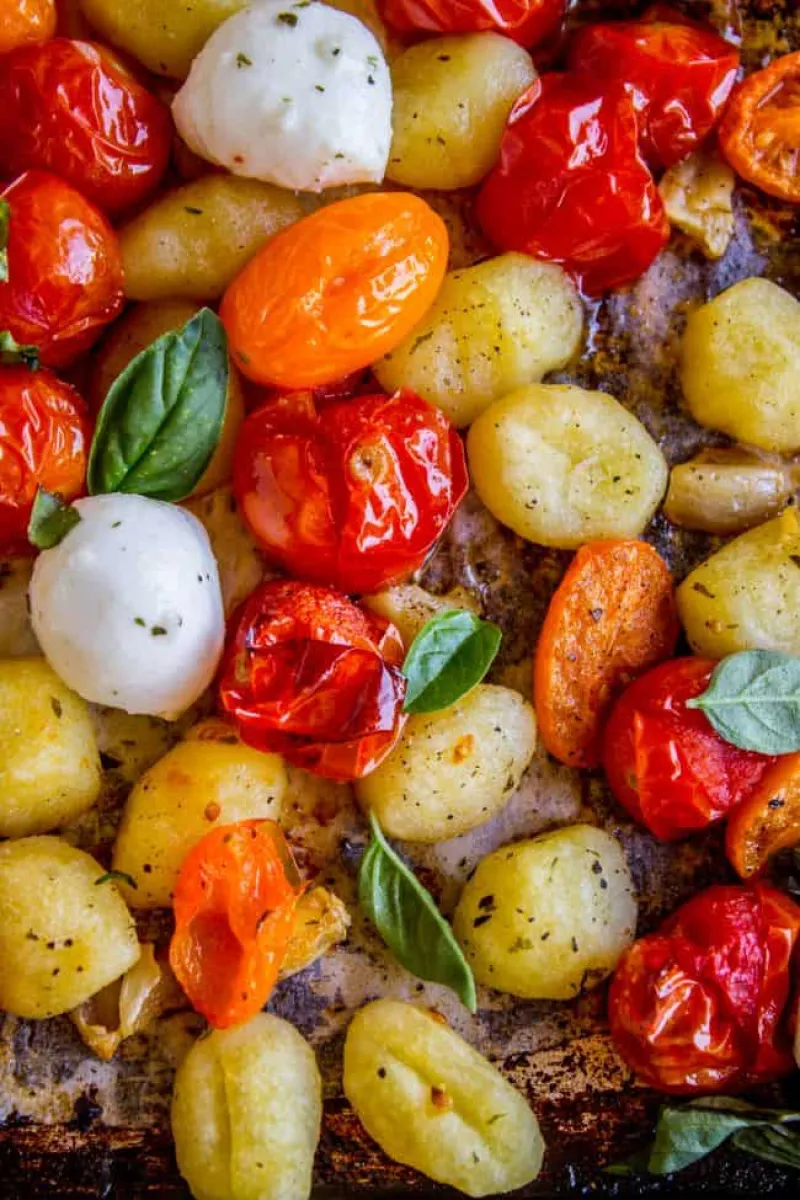 Sheet Pan Gnocchi with Cherry Tomatoes and Mozzarella (30 Minute Dinner)