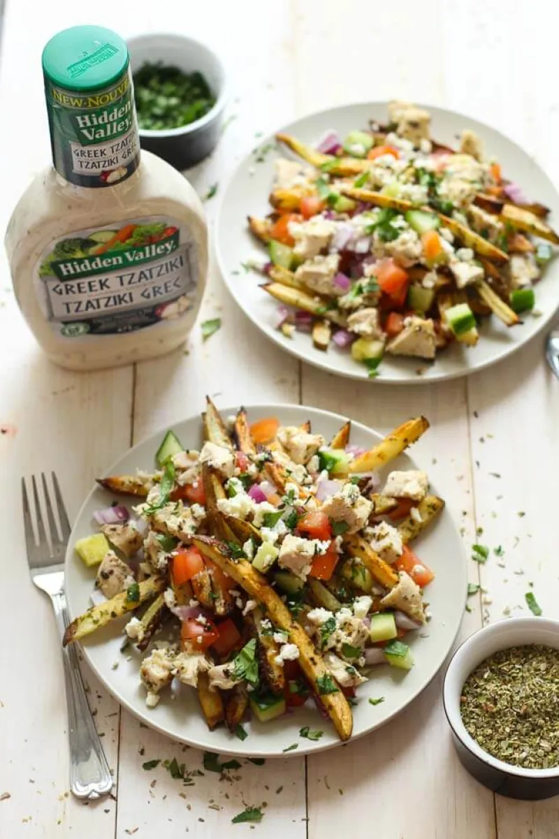 Homemade Greek Fries With Chicken {Oven-Baked}
