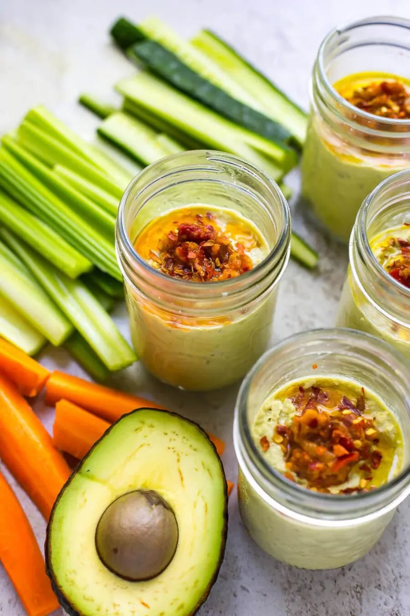 Healthy Avocado Hummus Snack Jars