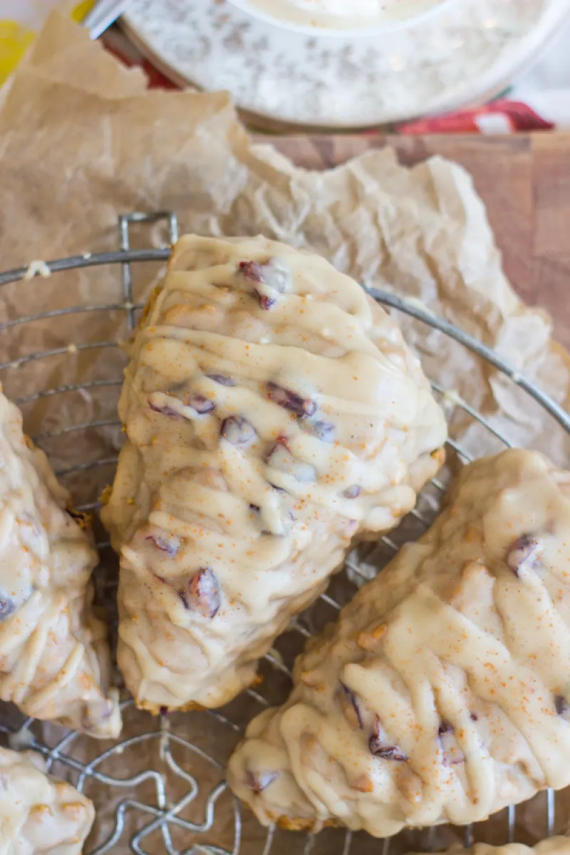 Gingerbread Cranberry Scones with Brown Sugar Glaze