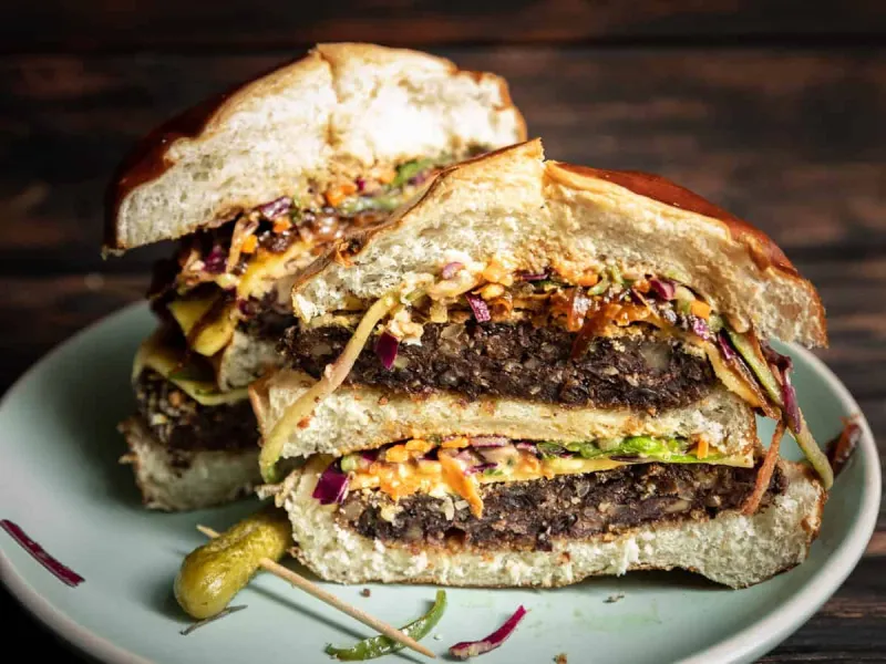 Best EVER Black Bean Burger with Slaw