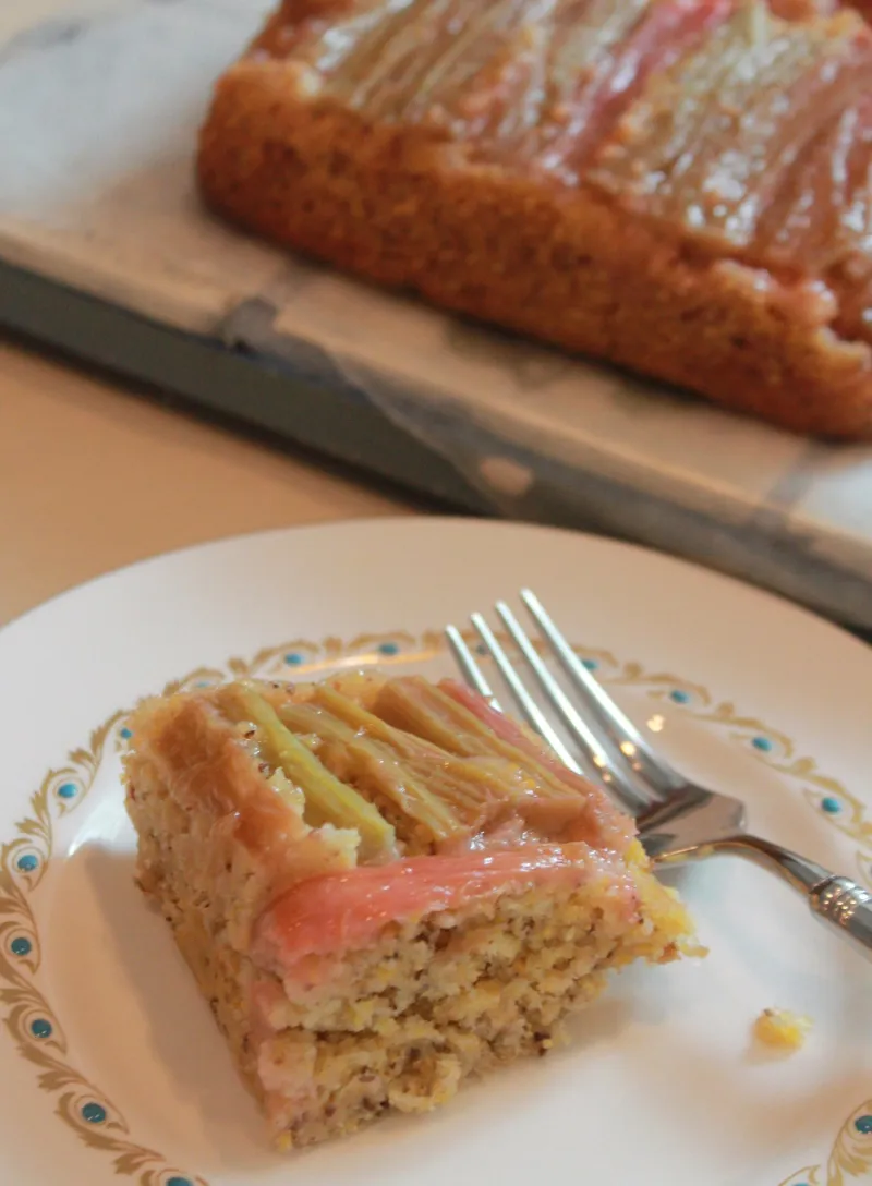 Rhubarb Upside-Down Cornbread