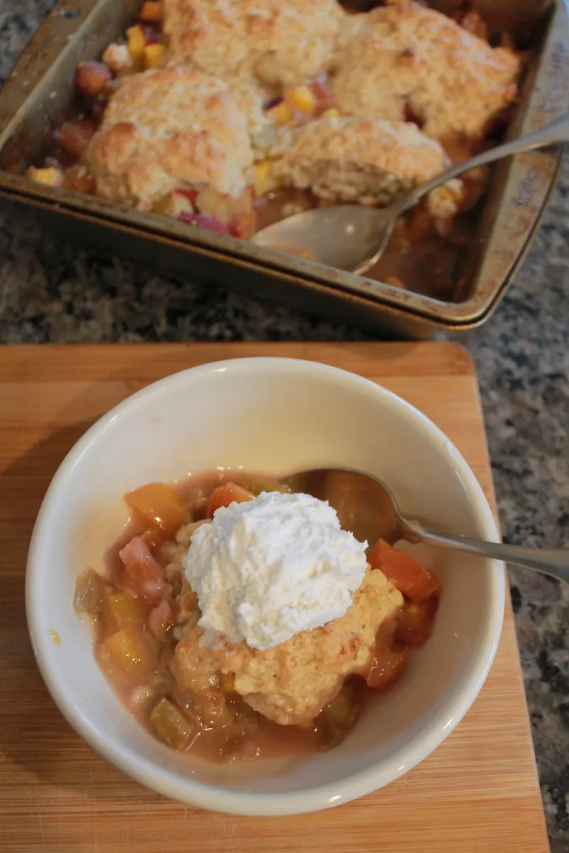 Peach Rhubarb Cobbler