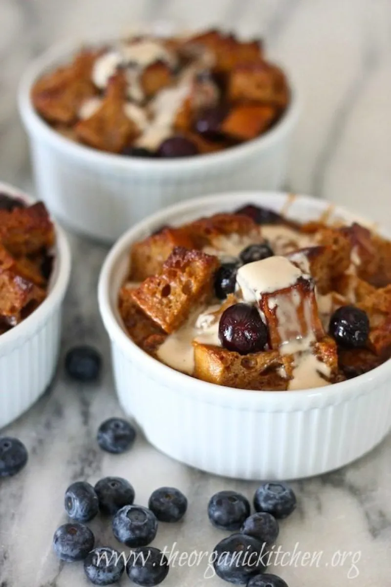 Heavenly Blueberry Bread Pudding with Vanilla Cream Sauce