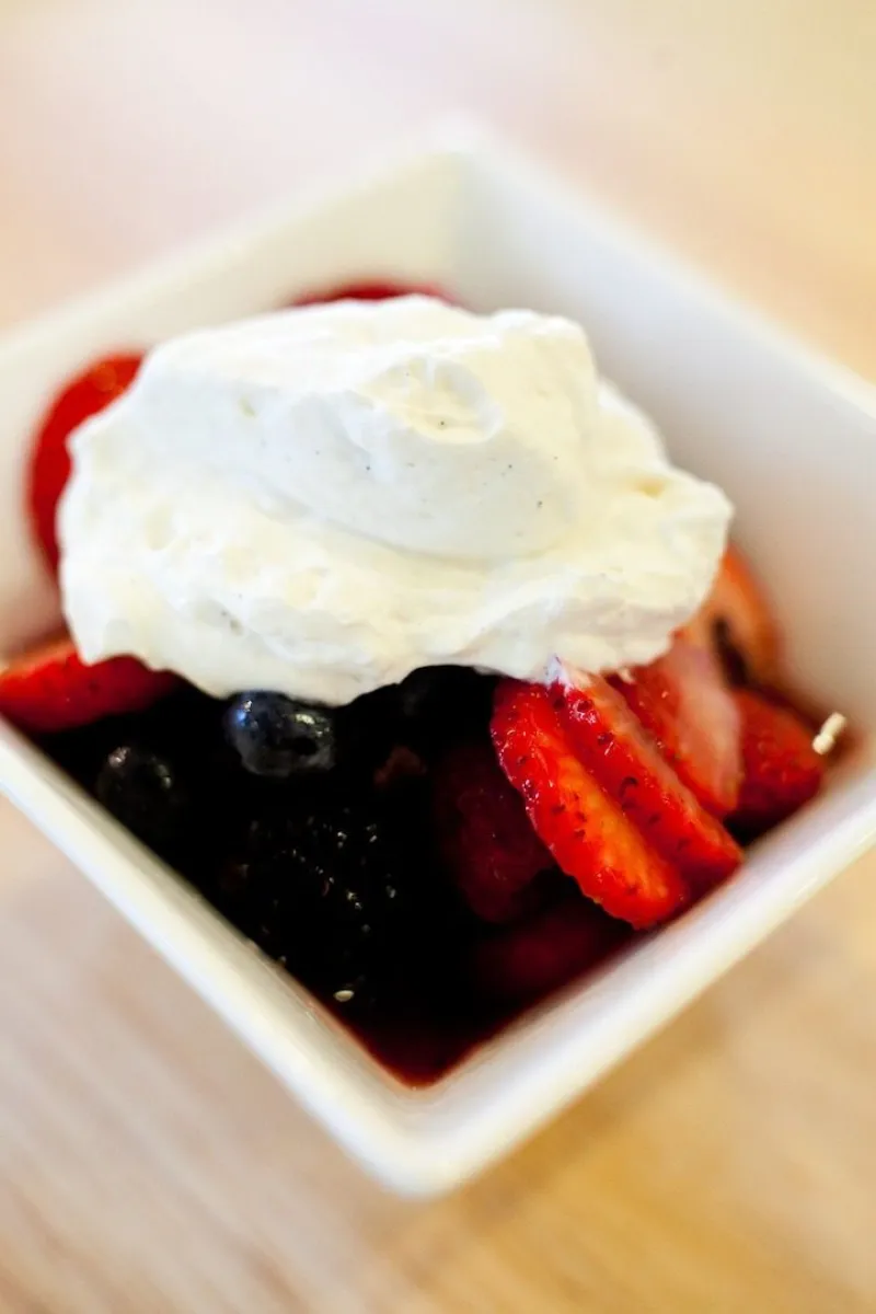 Berries in Compote with Vanilla 'Sour' Whipped Cream