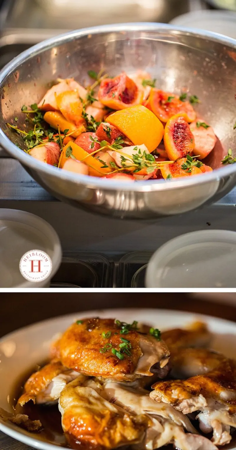 Whole Roasted Chicken with Apples, Oranges and Fresh Time