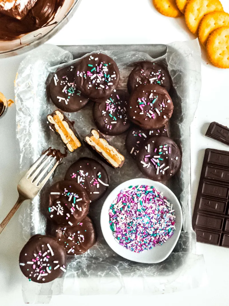 patty cakes (chocolate coated peanut butter cracker sandwiches)