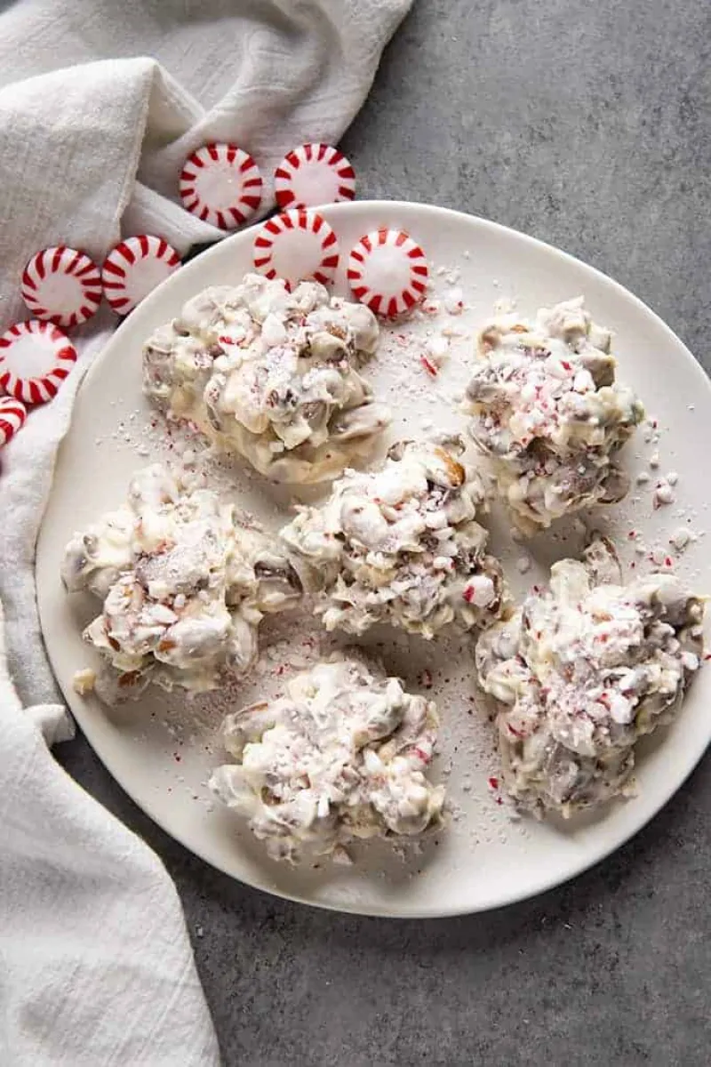 White Chocolate Peppermint Almond Clusters