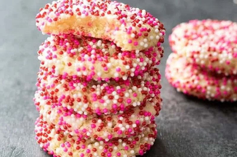 Soft Batch Valentine's Day Sprinkle Cookies