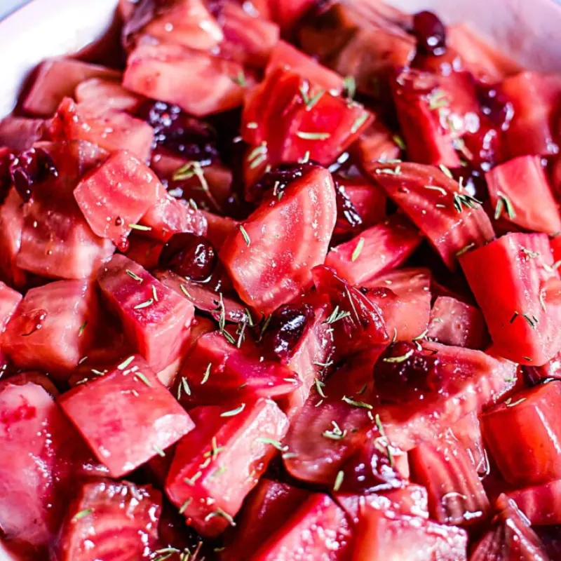 Slow Cooker Cranberries and Candy Cane Beets