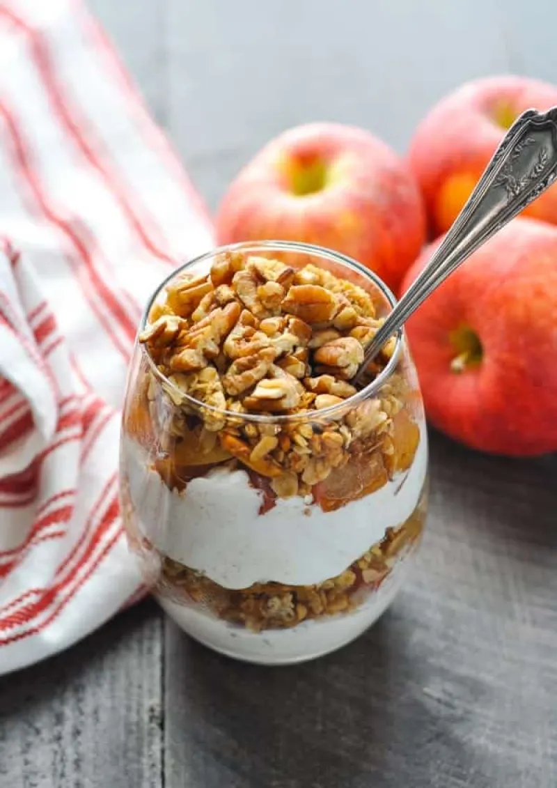 Healthy Apple Crisp Yogurt Parfaits