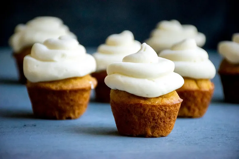 Mini Carrot Cake Cupcakes with Orange Lime Cheese Frosting