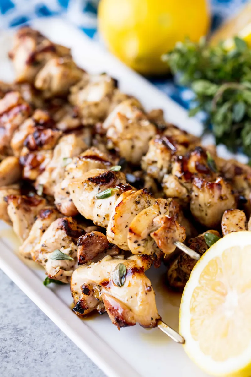 Grilled Lemon Herb Chicken Thigh Skewers