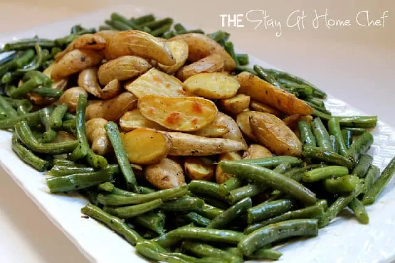 Roasted Fingerling Potatoes and Green Beans with a Tarragon Cream Dressing