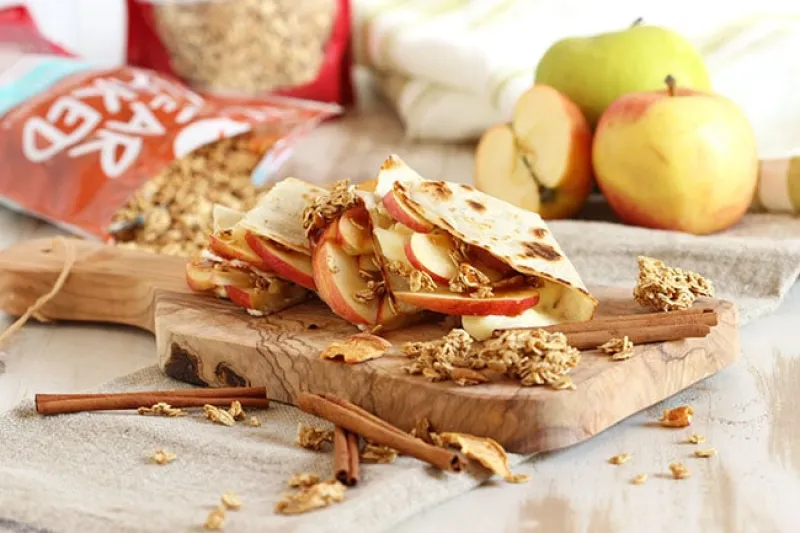Crunchy Caramel Apple and Brie Quesadilla