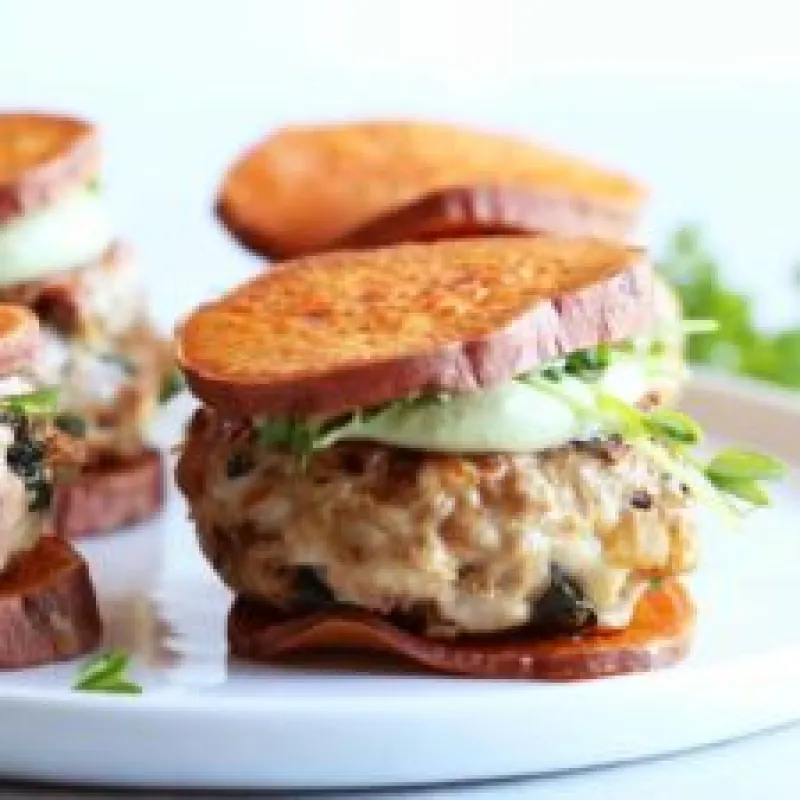 Caramelized Onion Spinach + Feta Turkey Burgers