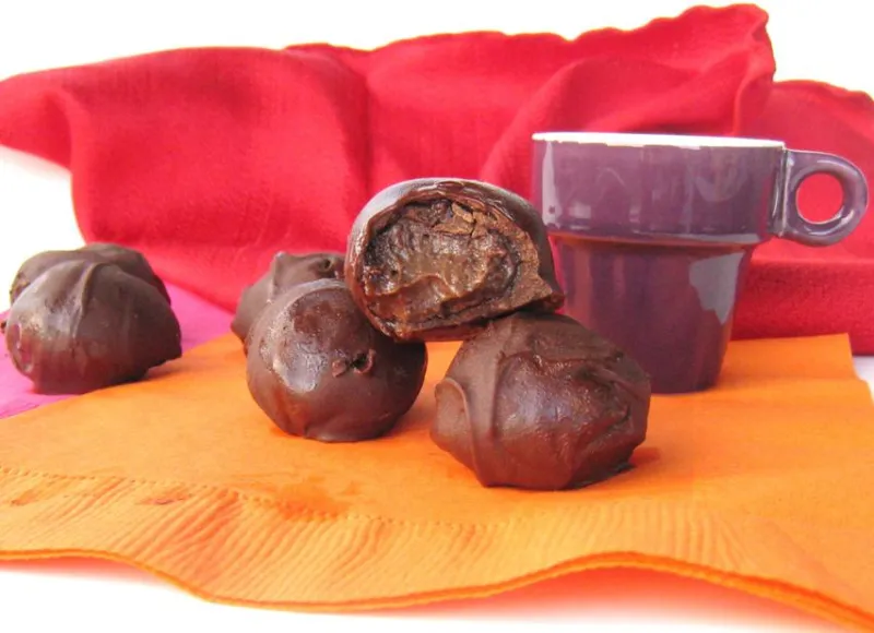 Vegan Peanut Butter Cream Filled Chocolate Truffles