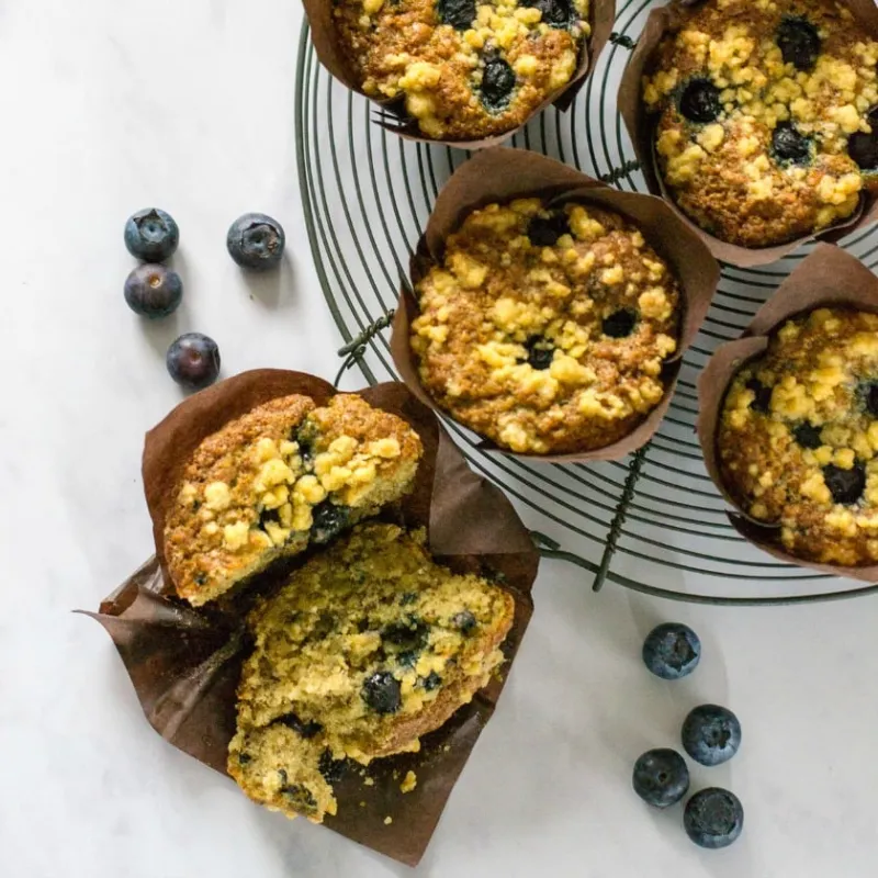 Vegan Blueberry Muffins with Streusel Topping