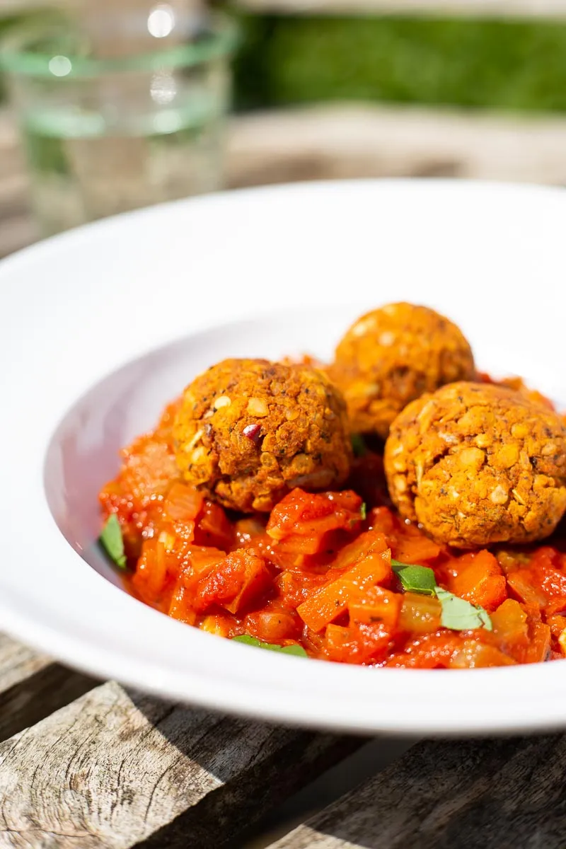 Easy Lentil Meatballs with Fresh Tomato Sauce