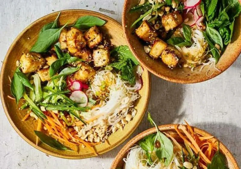 Vietnamese-Style Sesame Tofu Noodle Bowls