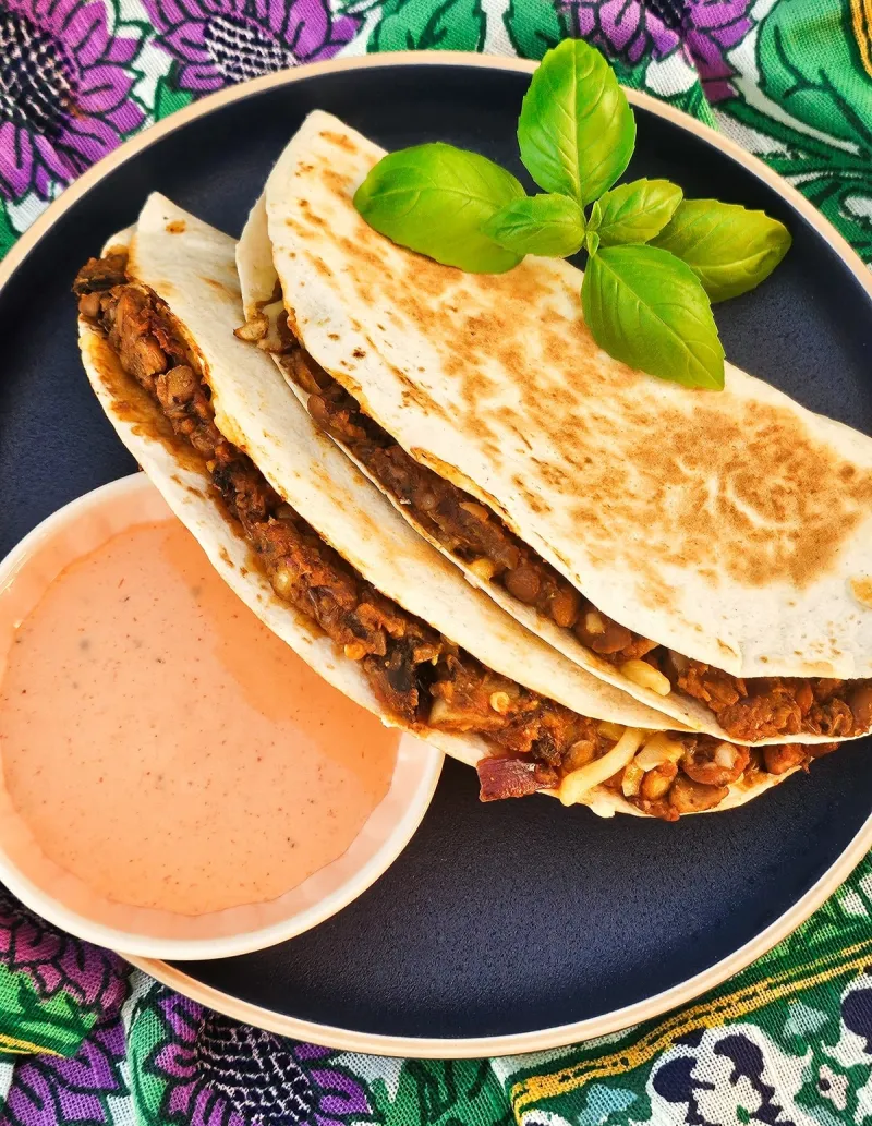 Easy Vegan Mushroom & Lentil Tacos - Baked or Grilled