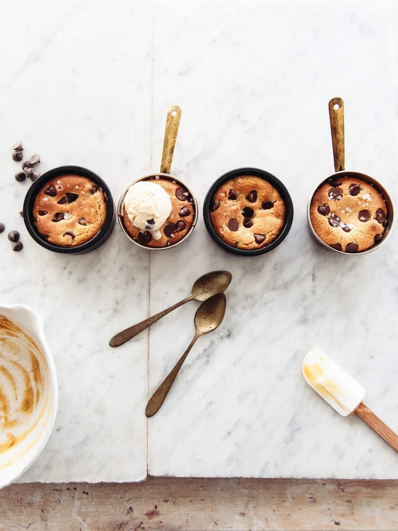Gooey Chocolate Chip Cookie Pots (for 2)