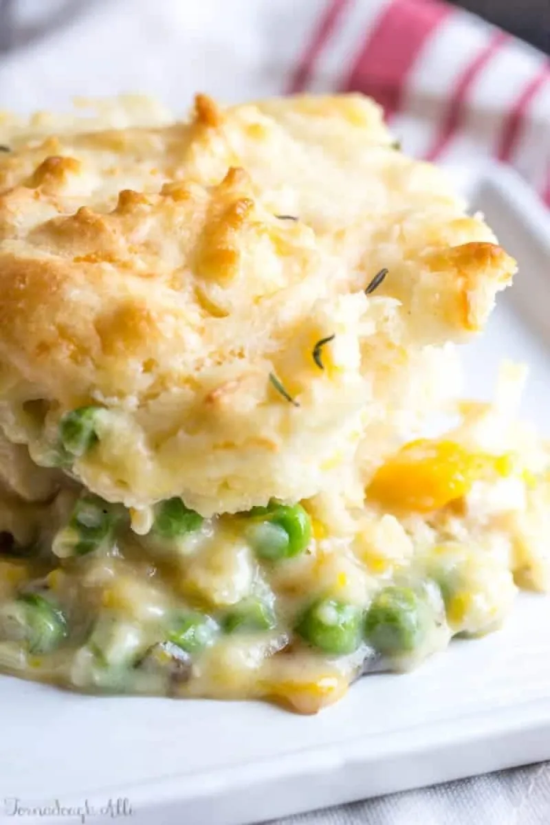 Cheddar Biscuits Topped Harvest Chicken Pot Pie