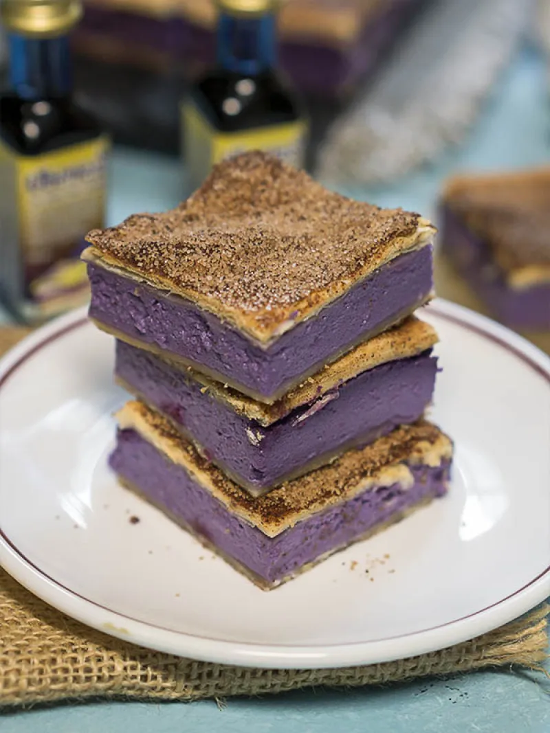 Ube Churro Cheesecake Bars with Ubeness