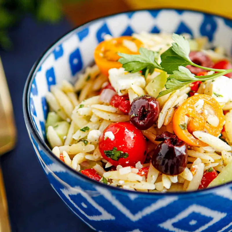 Greek Orzo Salad With Feta Cheese