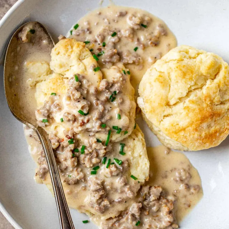 Homemade Sausage Gravy and Biscuits