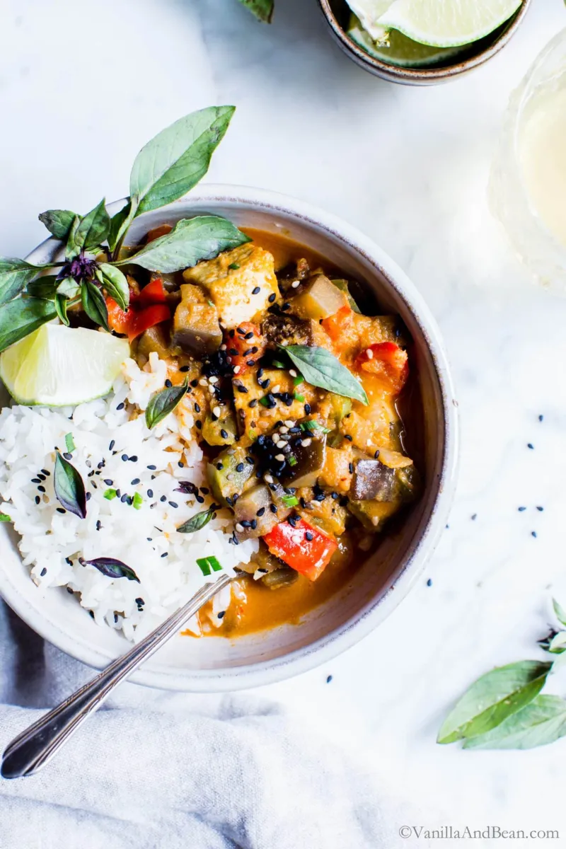 Thai Red Curry with Eggplant and Sweet Peppers Recipe