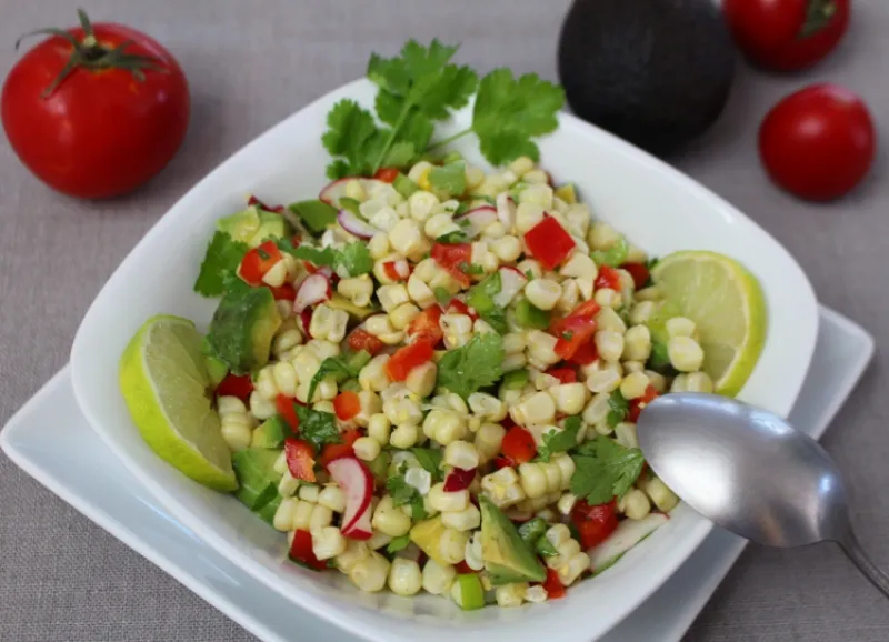 Spicy Corn Salad with Avocado, Jalapeno and Cilantro