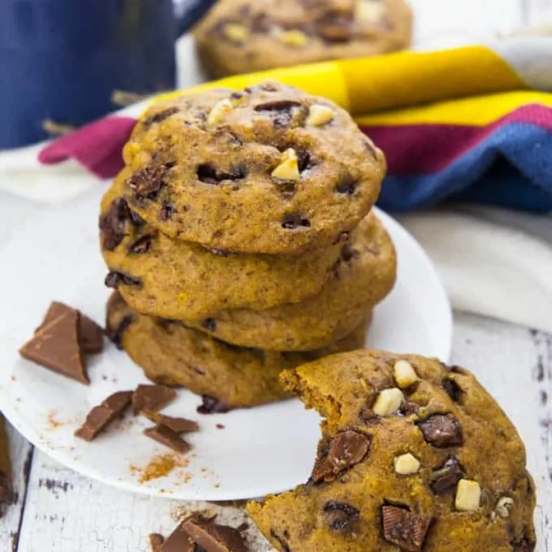 Vegan Pumpkin Cookies with Chocolate Chunks